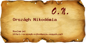 Országh Nikodémia névjegykártya